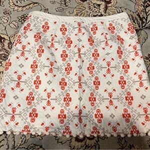 Maeve White and Red Patterned Women's Skirt